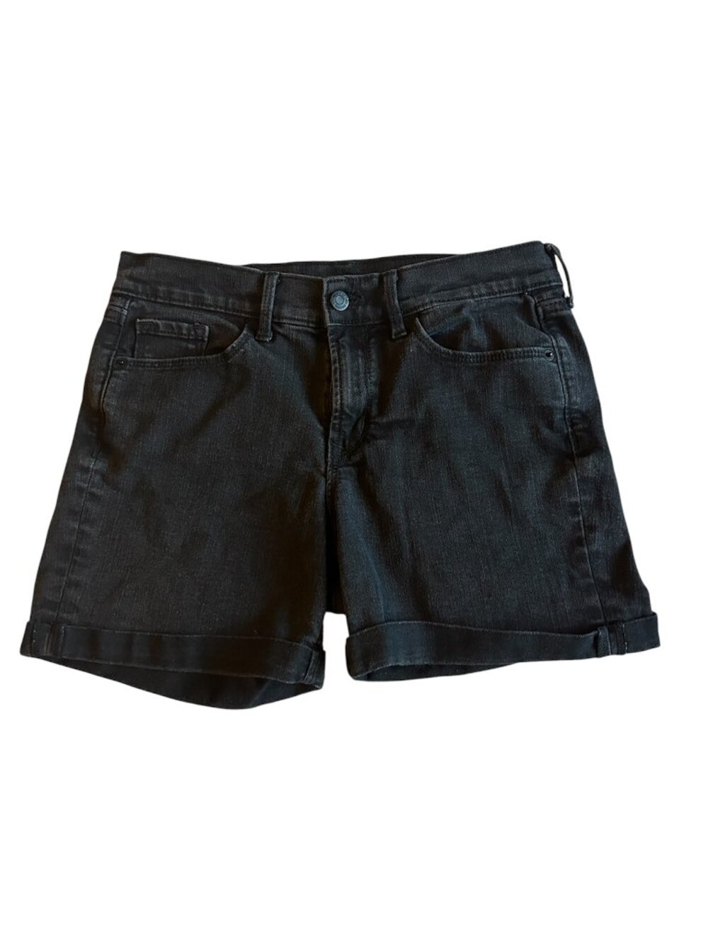 Old Navy Black Denim Shorts Size 4 Mid Rise Cuffed Stretch